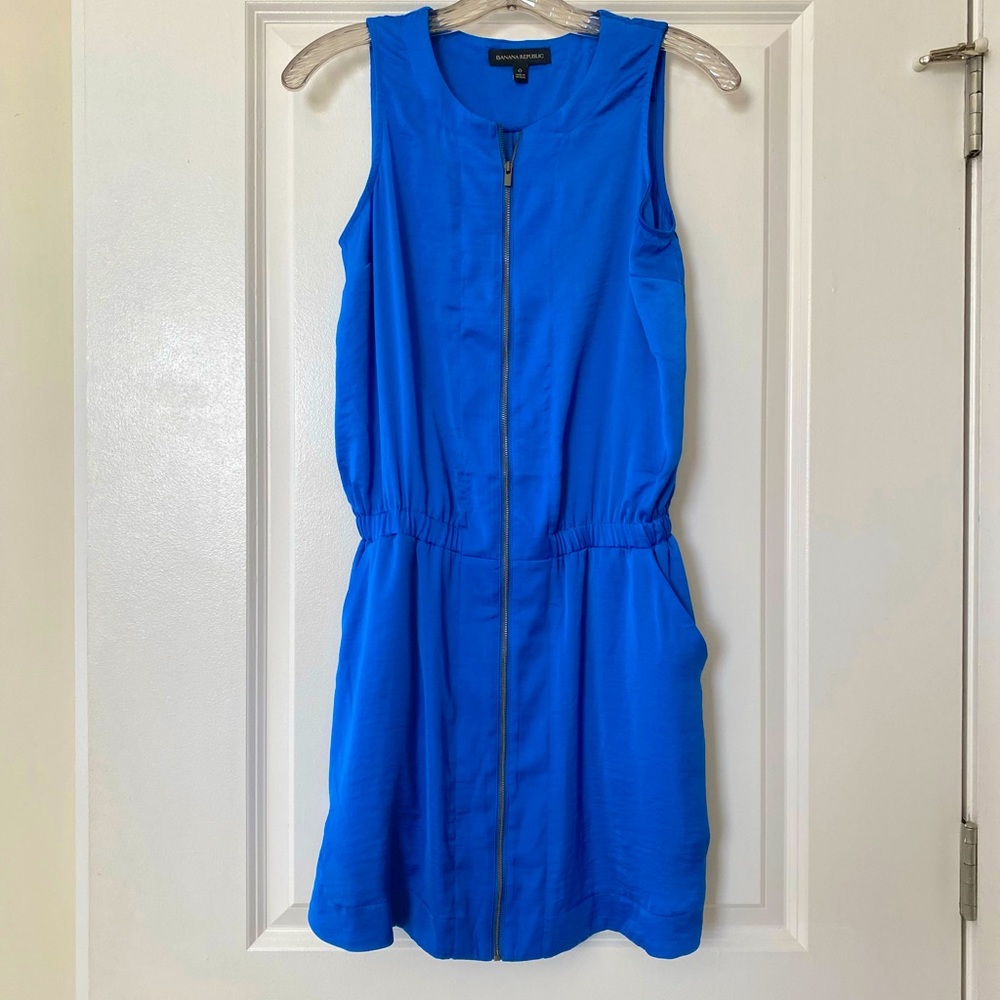 NWOT Women’s Blue Zip Up Banana Republic Sleeveless Dress - Size 0